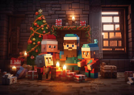 Vánoční přání Vánoční večer minecraft