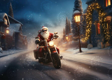 Vánoční přání Santa na chopperu